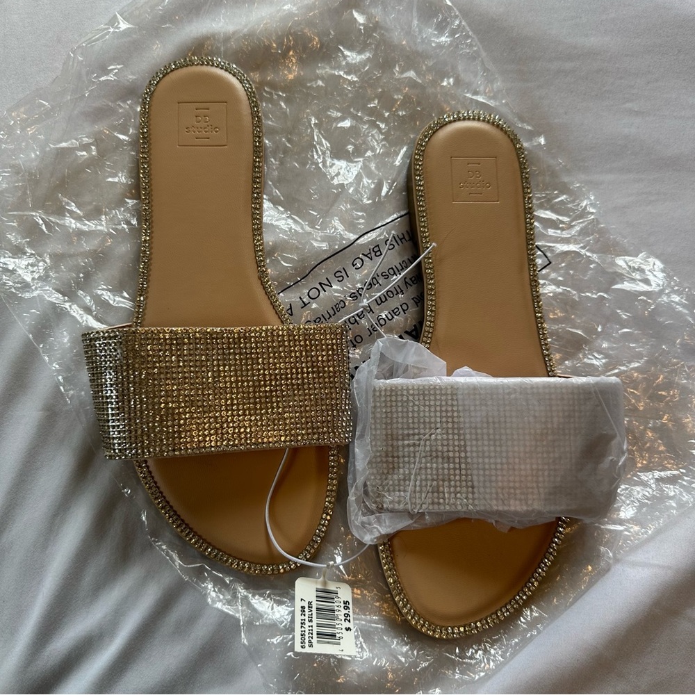 David's Bridal silver Rhinestone Sandals